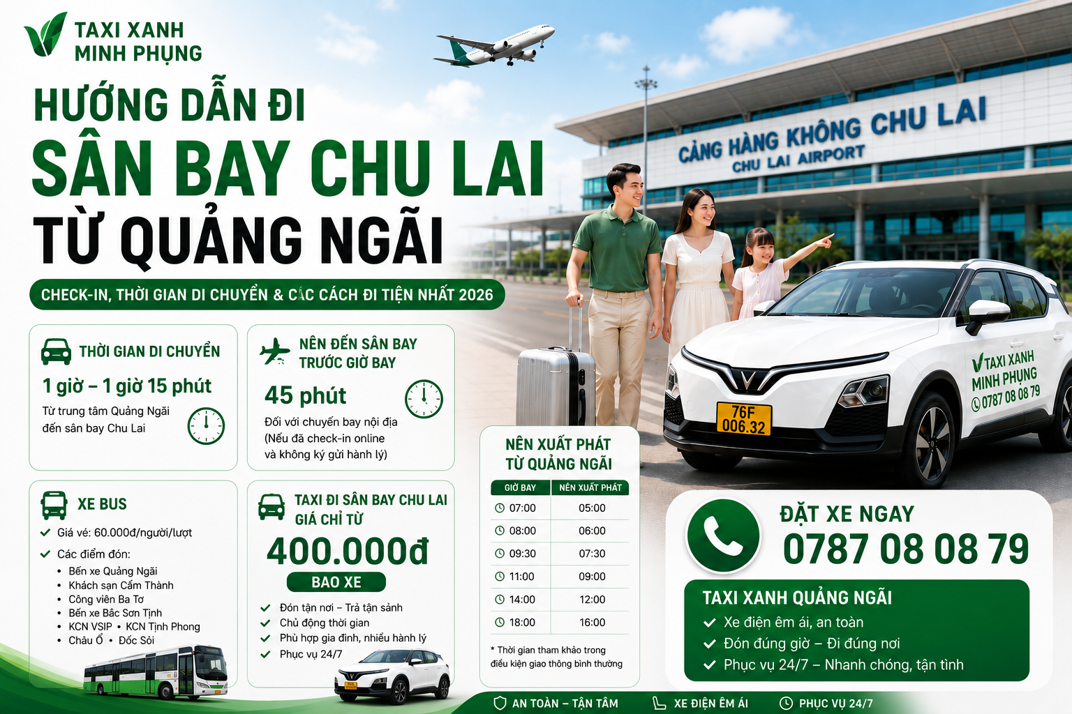 Hướng Dẫn Đi Sân Bay Chu Lai Từ Quảng Ngãi 2026: Check-in, Thời Gian Di Chuyển Và Các Cách Đi Tiện Nhất